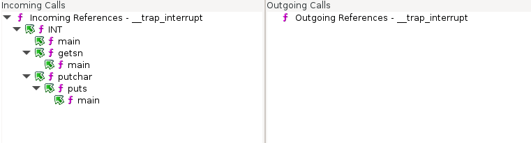 Ghidra call tree for the interrupt call gate.