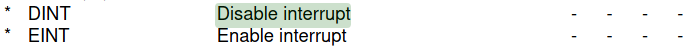 MSP430 manual (EINT/DINT instructions).